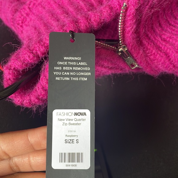 Fashion Nova New View Quarter Zip Sweater in Raspberry - Picture 4 of 4
